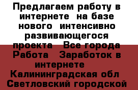 Предлагаем работу в интернете, на базе нового, интенсивно-развивающегося проекта - Все города Работа » Заработок в интернете   . Калининградская обл.,Светловский городской округ 